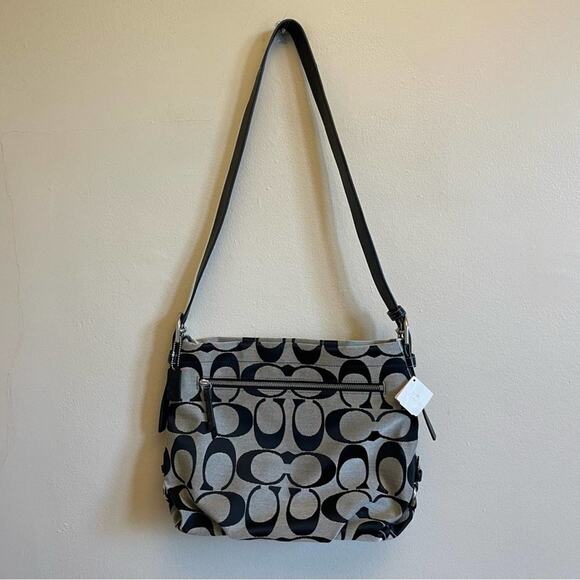 Coach NWT shoulder bag purse black silver tote preppy logo academia - Picture 7 of 10